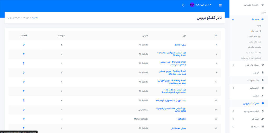 تالار گفتگوی کاربران سامانه TOP LMS